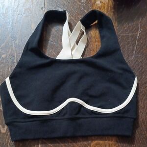 Fabletics Black and Cream Sports Bra